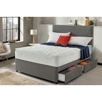 Grey Fabric Divan Bed Set With Headboard & Memory Foam Mattress!