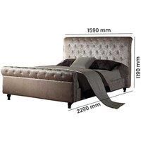 Crush Velvet Beige Double Size Bed