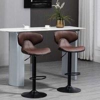 Homcom Adjustable Swivel Bar Stools - Brown