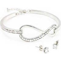 Infinity Bangle & Earring Set -Pave Set - Silver