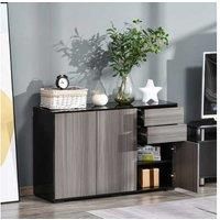 Homcom High Gloss Grey/Black Sideboard