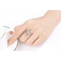 Adjustable Crystal Reindeer Antlers Ring - Silver