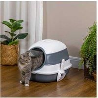 Hooded Cat Litter Tray - Grey