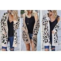 Long Sleeve Leopard Print Cardigan - White, Khaki & Apricot!