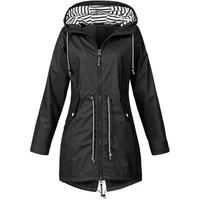 Women'S Long Raincoat Jacket - 6 Uk Sizes & 6 Colours - Black