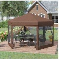 Outsunny Hexagonal Pop Up Gazebo - Brown