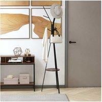 Homcom Free Standing Metal Coat Rack - Brown