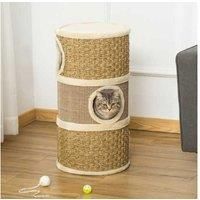 Kitten Tree Tower W/ Scratching Barrel - Grey