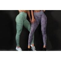 High Waist Camo Gym Leggings - 3 Uk Sizes & 3 Colours - Black