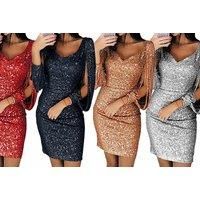 Boutique Sequin Party Dress - Black