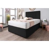 Charcoal Luxury Velvet Divan Bed Set W/ Open Sprung Mattress