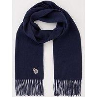 Paul Smith Men's Navy Zebra Patch 100% Lambswool Scarf