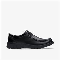 Clarks Branch Low Youth Leather Shoes in Black Standard Fit Size 6