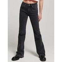 Superdry Women/'s Vintage Mid Rise Slim Flare Pants, Walcott Black Stone, 34W x 32L