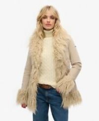 Superdry Womens Faux Fur Lined Afghan Coat Size 6