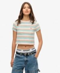 Superdry Womens Vintage Stripe Crop T-Shirt Size 6 - 6 Regular