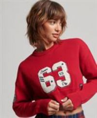 Superdry Womens Varsity Crop Crew Jumper Size 12