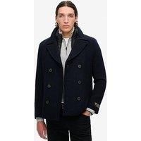 Superdry 2 In 1 Wool Pea Coat - Navy