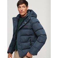 Superdry Men/'s Hooded Microfibre Sport Puffer Jacket, Baltic Blue, L