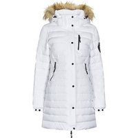 Superdry Women/'s Fuji Hooded Mid Length Puffer Jacket, White, 38 EU