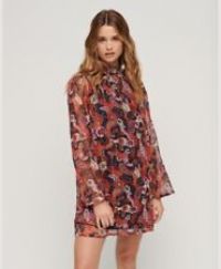 Superdry Womens Print Flare Sleeve Mini Dress Size 8