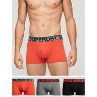 Superdry Men/'s TRUNK TRIPLE PACK Boxer Shorts, Karst Mega Black/Black/Bright Orange Marl,