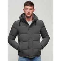 Superdry Everest Short Hooded Padded Coat - Dark Grey