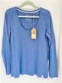 Fat Face Vintage Blue Organically Grown Cotton L/Sleeve Top Size 6 New