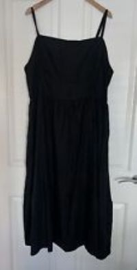 Fat Face Julien Black Linen Midi Dress Tie Back Womens UK 20 bnwt Rrp£89 - 20 Regular