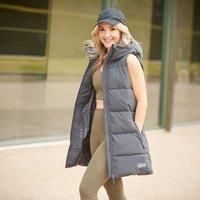 North Ridge Women’s Long Line Roaming Gilet with Generous Hood, Water Repellent and Insulated Women/'s Gilet, Women/'s Hiking & Outdoor Recreation Clothing (UK, 8, Grey)