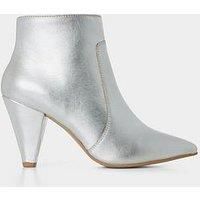 Joe Browns Women/'s Silver Metallic Leather Heeled Ankle Boots, 6 UK