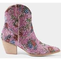 Joe Browns Women's Floral Diamanté Western Ankle Boots