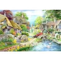 House of Puzzles - Big 250 Piece Jigsaw Puzzle - River Cottage - Country Village