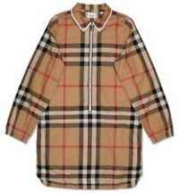 BURBERRY Vintage Check Teen Half Zip Collared Dress Beige 14 Years NEW RRP 340