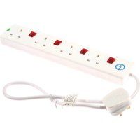 Extension Lead, Surge Protected, 4-Gang, Individually Switched, 13A, 0.75M L - SMJ