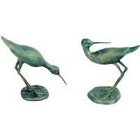 Solstice Sculptures Sandpipers Pair 31&29Cm Aluminium Gold Verdigris