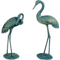 Solstice Sculptures Cranes Pair 77&61Cm Aluminium Gold Verdigris