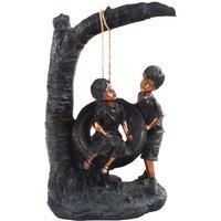 DELIGHTFUL "CHILDREN on TYRE SWING" GARDEN ORNAMENT, BRONZED EFFECT, XST/774