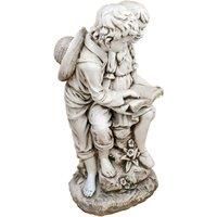 STUNNING 'READING PAIR' "JACK & JILL" GARDEN FIGURE, WEATHERED STONE EFFECT