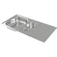 Carysil KD150 / HS605 1.5 Bowl Stainless Steel Inset Kitchen Sink & Tap Pack 965mm x 500mm (906RE)