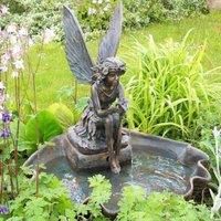 Fairy on Clam Shell Water Feature Garden Self Contained Fountain H78cm Primrose