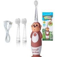 Brush-Baby WildOnes Kids Electric Rechargeable Toothbrush, 1 Handle, Brush Head, USB Charging Cable, for Ages 0-10 (Monkey)