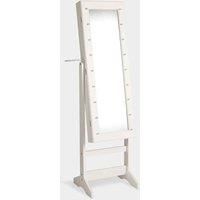 Beautify Freestanding Storage Mirror Armoire Cabinet Jewellery White Adjustable