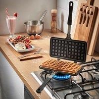 VonShef Stove Top Waffle Maker Iron Die-Cast Aluminium Dual Non Stick