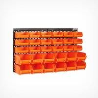 VonHaus 30pc Wall Mount Panel DIY Garage Shelving Organiser Storage Bin Rack Set