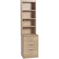 R White 3 Drawer Filing Cabinet with Overshelving, Sandstone