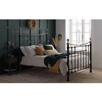 Black Double Bed Frame Bronte Antique Brass 4FT6 135cm Metal