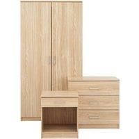 3 Piece Bedroom Set - Wardrobe Chest Bedside - Beech,Espresso,Walnut,White