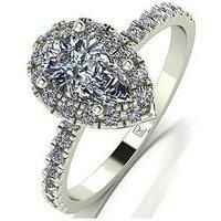 Moissanite 9Ct White Gold 1.40Ct Equivalent Total Cushion Pear Centre Halo Ring