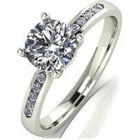 Moissanite 9 Carat White Gold 1.10Pt Equivalent Solitaire Ring With Set Shoulders